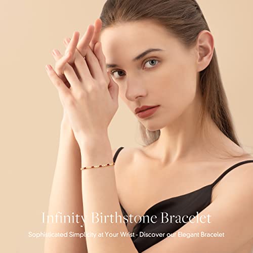 Cde Infinity Tennis Birthstone Bracelets For Women 925 Sterling Silver Dainty Simple Link Charm Bracelet With Cubic Zirconia Adjustable Chain Mother’s Day Birthday Anniversary Jewelry Gifts For Girls Mom Wife Her (Gold-01-January-July-Ruby Red Garnet) #TOP4