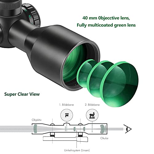 Paike 3-9x40 Compact Rifle Scope Tactical Rifle Optics Red Green Illuminated Mil-dot Reticle for Hunting - Image 6