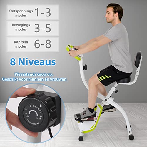 Ultrasport F-Bike 150/200, hometrainer, 8 weerstandsniveaus, tablethouder, handpuls sensoren, opvouwbaar, ruimtebesparend - Afbeelding 6