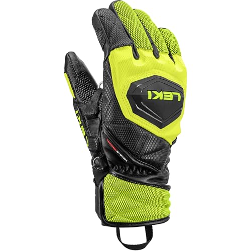 Gants de ski LEKI WCR Venom 3D Enfant haut de gamme Noir et Citron glacé taille 5