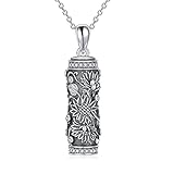 TOUPOP Sunflower Cremation Necklace for Ashes for Women Men 925 Sterling Silver Cylinder Urn Pendant...