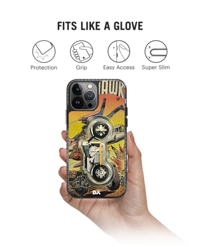 Image of DailyObjects Case for iPhone 15 Pro Max Compatible with Mag-Safe Wireless Charging, Stride 2.0 Black Hawk Slim Shockproof Back Cover with Inner Magnetic Ring