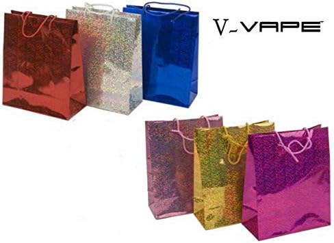 V-VAPE PACK OF 5 Medium Size Holographic Gift Bag - Assorted Colours