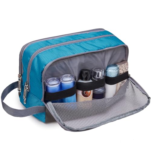 Image of WANDF Travel Toiletry Bag for Men, Small Dopp Kit for Toiletries | Water-Resistant Fabric, Travel Bag for Toiletries, Compact Storage, Shaving Accessories, Weekend Trips