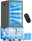 COOLECH 4-IN-1 Windowless Air Conditioner w/ 3.2-Gal Tank for 24H Cooling, 4 Wind Speeds & 4 Modes, Waterless Alert System, LED Touch Screen & Remote, 12H Timer, Swamp Cooler Air Conditioner for Room