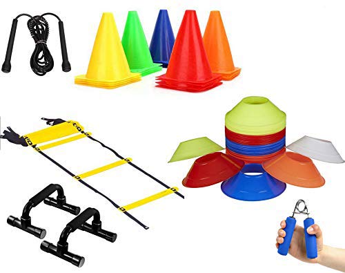 SIMRAN SPORTS 6 Inch Cones Pack 10,20 Space Markers and 8 Meter Ladder with Pushup Stand Gripper & Skipping Rope Agility Combos (B08SC96D5C) Amazon Price History, Amazon Price Tracker