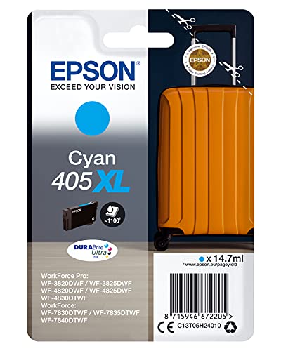 Cartouche Epson 405 XL Cyan à encre séchage rapide pour des graphiques sans bavure