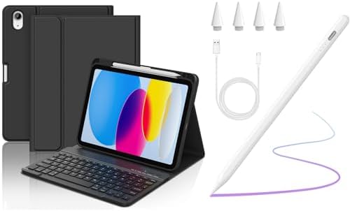 Keyboard Case for iPad 11/10th Gen Case with Keyboard 11/10.9” 2025 A16/2022 (Black) Bundle with Stylus Pen for iPad 2018-2025, Active Pencil for iPad/Pro/mini/Air (White) image 5