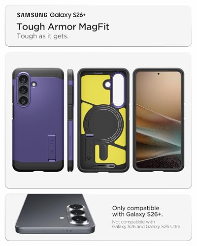 Image of Spigen for Galaxy S26 Plus Case, Tough Armor MagFit [Kickstand] [Compatible with MagSafe] [Military-Grade Protection] - Ash Violet