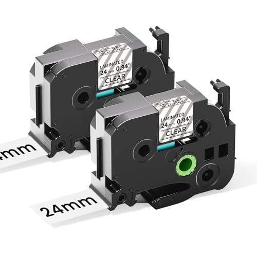 COLORTY TZ Tape 24mm 0.94 Inch Clear Label Maker Tape Replacement for Brother P-Touch Label Tape Laminated TZe-151 TZe151 1