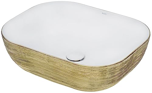 Ruvati 20 X 16 Inch Bathroom Vessel Sink Gold Decorative Art Above Vanity Counter White Ceramic - Rvb2016Wg #TOP9