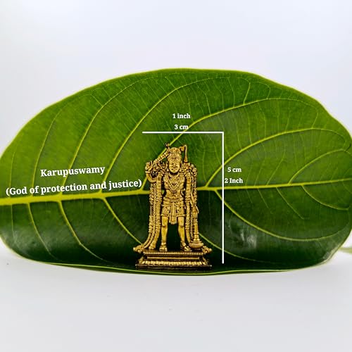 Image of Karuppa Samy Idol (Material- Export Quality Brass, Size-5cm) Ideal for car Dashboard, Home Pooja Room, Office Desk, or Travel Pocket, Gift for devotees and Collectors.
