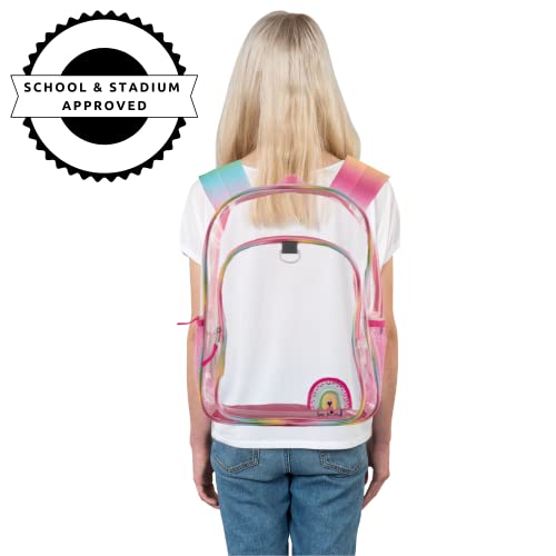 CLUB-LIBBY-LU-Rainbow-Clear-Backpack-for-School-16-inch-Stadium-Approved-Transparent-Bag-with-Matching-Be-Kind-Pencil-Pouch-3-Piece-Set CLUB LIBBY LU Rainbow Clear Backpack for School 16 inch Stadium Approved Transparent Bag with Matching Be Kind Pencil Pouch 3 Piece Set