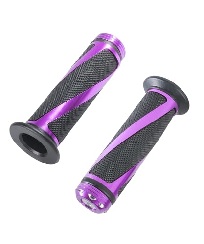 Xibao Manopole Moto,Manopole in CNC Alluminio 7/8 Manubrio,Universale Impugnatura Antiscivolo in Gomma,Adatto alla Maggior Parte di Motociclette, Scooter,Quad Cruiser,Off Road,Biciclette,ecc (Viola)