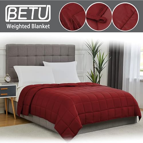 Image of Red Weighted Blanket for Adults 20lbs, 60 inchx80 inch, Queen Size Cooling Heavy Throw Blanket for 180-220lbs, Microfiber Soft Thick Big Blankets Weighted Comforter Breathable Gift for Sleeping