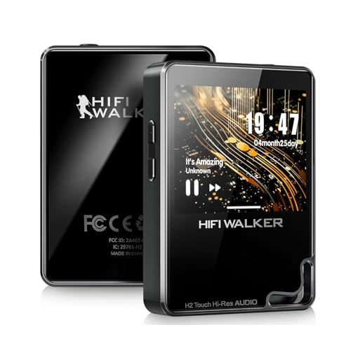 HIFI WALKER H2 Touch 128GB Hi-Res Portable Music Player, Touchscreen Digital Audio Player Bluetooth 5.2 DAP with ESS DAC, 512GB Expandable Storage &10H Battery