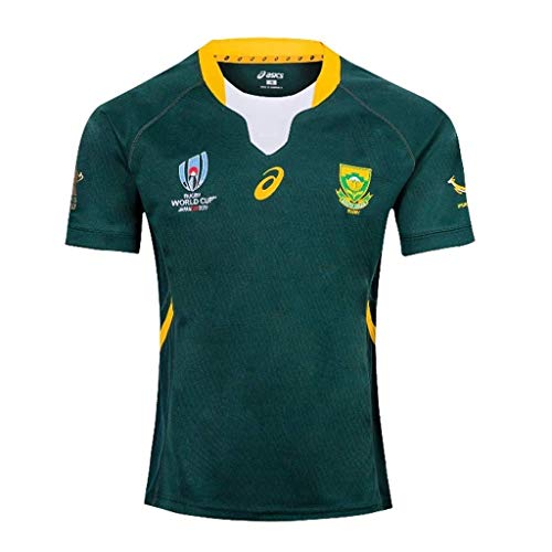 2019 Sudáfrica hogar y fútbol Jerseys ausentes, los niños Adultos de Polo de Manga Corta de Ropa Deportiva Casual, Manga Corta Copa Mundial de Rugby (Color : Green, Size : S) Cover