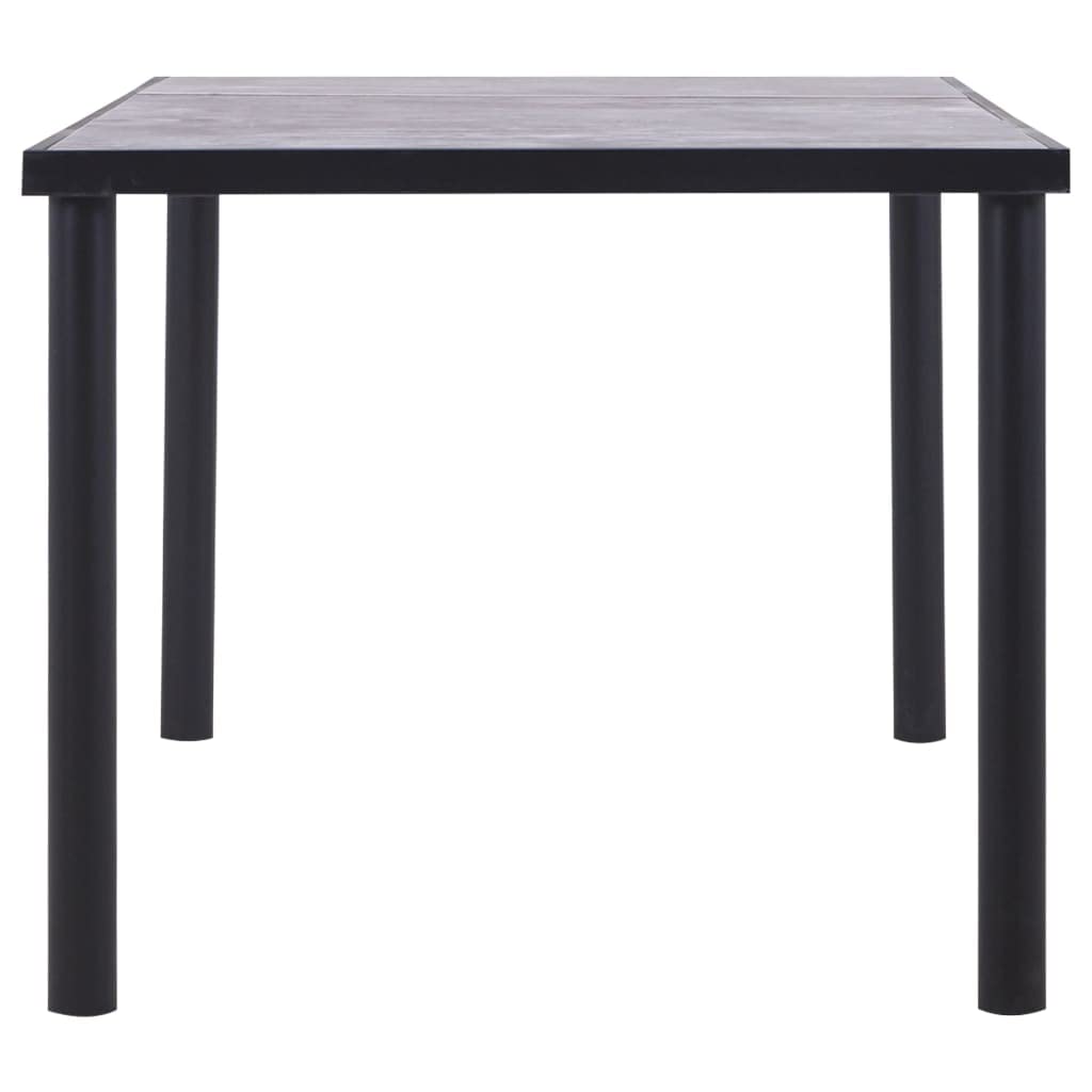 Stół do jadalni czarny i szary betonowy 180 x 90 x 75 cm, płyta MDF z rysunkiem słojów drewna, stabilna rama metalowa, nowoczesny stół kuchenny, trwałe meble do jadalni