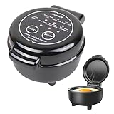 Hyvance Smart Fried Egg Cooker, Automatic Fried Egg Maker for 6 Features like Sunny Side Up, Over Easy, Fully Cooked & More. Auto Power Off, Alarm, Round Shape, Non Stick Coating (Black)