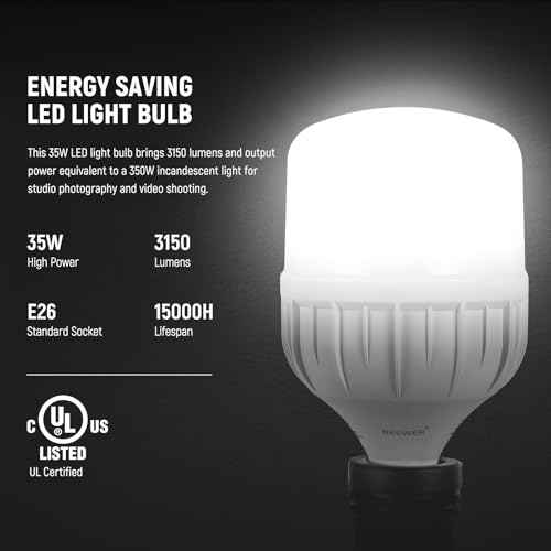 NEEWER 350W Equivalent Softbox Lighting Kit, 5700K LED Light Bulb, 24x24 inches Softbox with E26 Socket, Photography Continuous Lighting Kit, Photo Studio Equipment, NK300 - Image 6