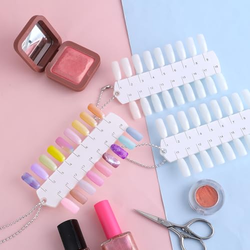 2 conjuntos de 72 pontas, cartão de exibição de cor de unha de camada dupla, paleta de exibição de e