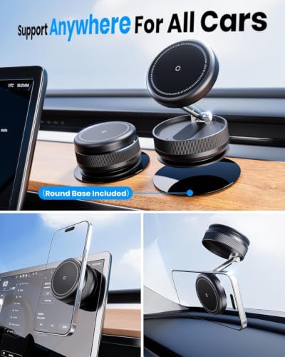 Image of 2026 Upgraded 360 Vacuum Magnetic Car Phone Holder for Magsafe [96+LBS Strongest Suction & 2800gf Strongest Magnetic], Adjustable Car Phone Mount for Your Car /Gym /Mirror /Shower for iPhone & Android