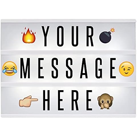 A4 Cinematic Lightbox | Includes 205 Letters & Emoji | Illuminated Light Up Box Sign | Battery or USB Powered | Party Decoration | Pukkr Cover