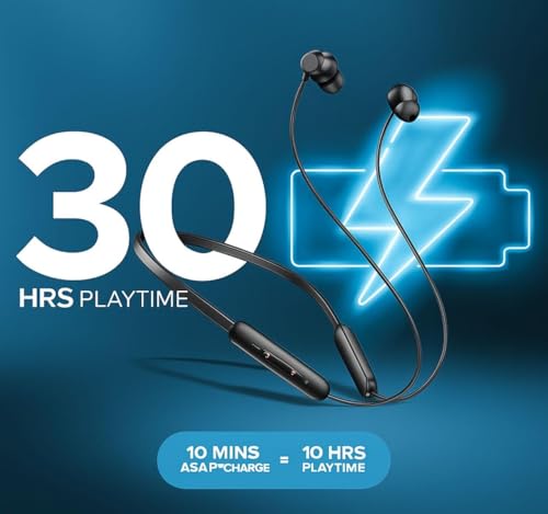 Image of Original Neckband for OnePlus Z3 Earbuds with Quick Charging Soft Silicone Band and Bass Boost Audio (BlackB)
