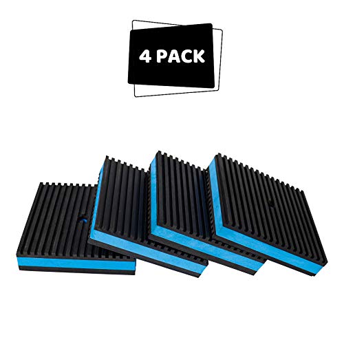 Bjade's 4 Pack Anti-Vibration Isolation Rubber Pads With 3/8'' Pre-Drill Hole,4 X 4 X 7/8 Inch Mechanical Vibration Damping Pads For Hvac,Air Compressor,Air Conditioner,Washer And Dryer #TOP6