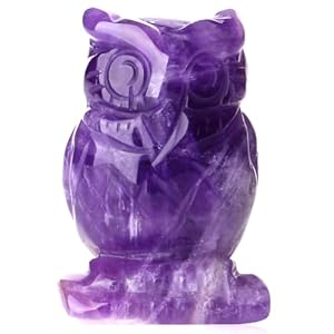 QINJIEJIE 2" Amethyst Owl Decor Crystals Stone Figurines Carved Gemstone Owls Statue Healing Home Room Sculpture Natural Lucky Owl Decorations Cute Purple Office Desk for Women Men QINJIEJIE 2 Amethyst Owl Decor Crystals Stone Figurines Carved Gemstone Owls Statue Healing Home Room Sculpture Natural Lucky Owl Decorations Cute Purple Office Desk for Women Men