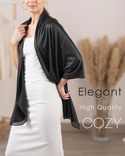Sofier Satin Shawl Wraps for Women Evening Dresses Wedding Bridal Party Silky Scarf Formal Cover Up Bridesmaid Gifts2