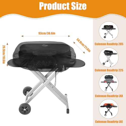 Heavy Duty Grill Cover,Portable Grill Cover for Roadtrip LX/LXX/LXE/285 and Smoke Hollow 205 Grills,Outdoor Waterproof 600D Oxford Fabric and Adjustable Hem Grill Covers Accessories,All Weather