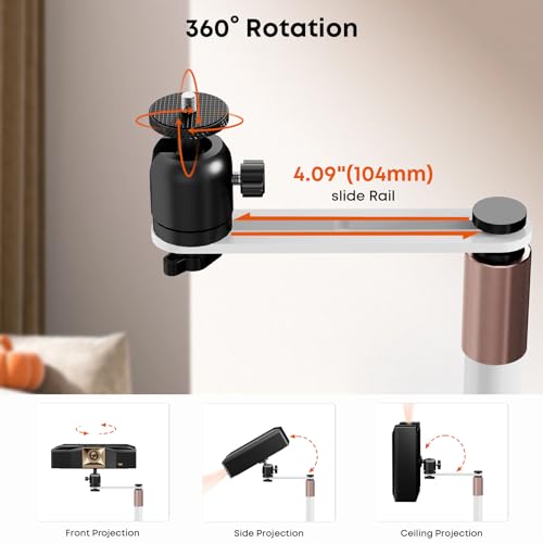 PUTORSEN Stojak do projektora, obracany o 360°, nośność do 5 kg, kompatybilny z rzutnikami, kamerami i kamerami internetowymi, do domu, biura i na zewnątrz, biały