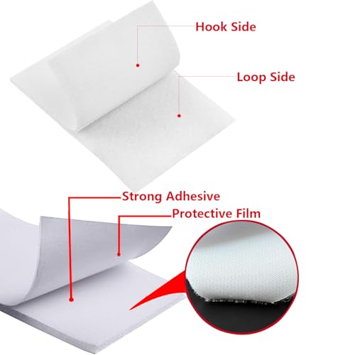 Image of Cushion Grippers 5.9 in x 5.9 in Hook and Loop for Panel Couch Cushion Sheets Grip with Adhesive White Squares Double Side Stick Tape for Patches Furnitur, 8 Pairs