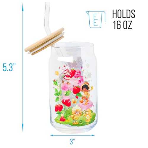 Image of Silver Buffalo Care Bears and Strawberry Shortcake, Glass Tumbler, 16oz