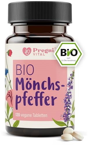 BIO Mönchspfeffer hochdosiert 10mg (agnus castus) - klein & leicht zu schlucken, beliebtes Frauenkraut - 120 Mini-Tabletten mit BIO Mönchspfeffer Extrakt aus Frankreich - von PregniVital®