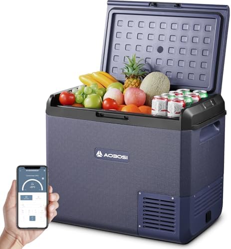 AAOBOSI Kompressor Kühlbox 60L IPX4 wasserdicht, Kühlbox 12V 230V | IPX4 wasserdicht, Kompressor-Kühlbox -20°C bis 20°C, 12V 24V 230V AC, für Auto LKW Boot Camping