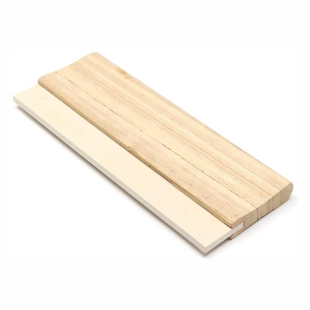 3 Ace Crafts Screen Printing Rubber Squeegee, A4 Smooth Rubber Blade, Rubber Ink Scraper with Wooden Handle, Leveling, Cleaning, Pushing Ink Through a Mesh Screen, Discharge Ink, Size 21.5cm
