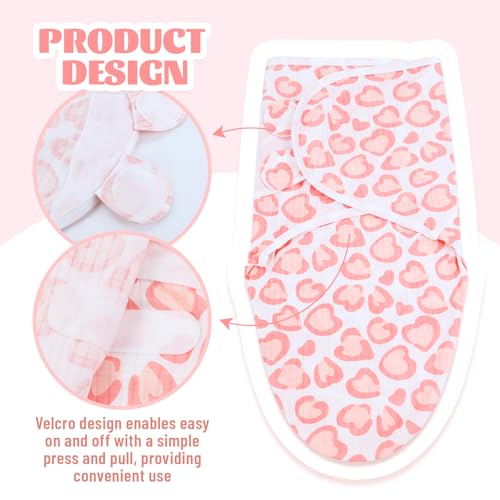 Image of Cinaci 2 Pack Adjustable Soft Cotton Blend Newborn Baby Receiving Swaddle Blankets Sleep Sacks with Nursery Hats Caps Beanies Bonnets for Baby Girls Boys Newborns Infants