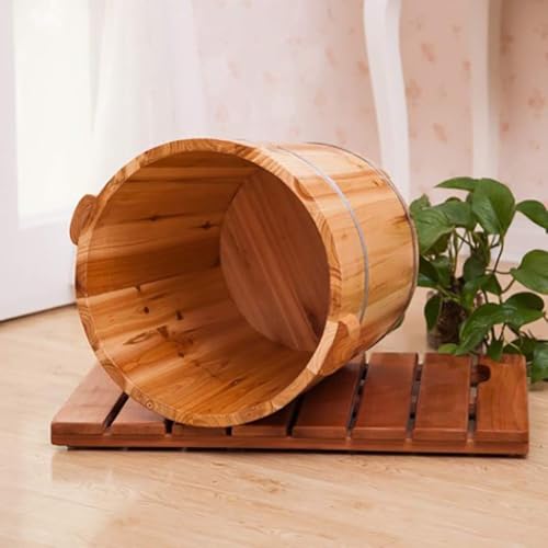 Balde de baño de pies de madera maciza con tapa miniatura 4
