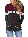 Lylinan Sweaters for Women Early Fall Fashion Clothes 2025 Long Sleeve Shirts Womens Tops Casual Winter Clothing Christmas Sweatshirt Trendy Hoodies Tunics Comfiest Airport Outfits Burgundy Gray L