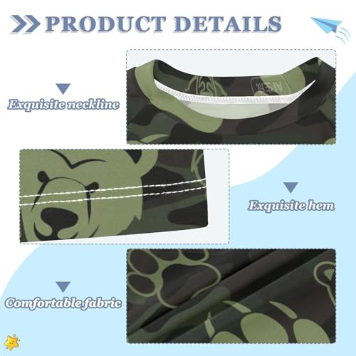 Animal Footprint Bear Brown Green Short Sleeve Little Girls Bathing Suitt Swimsuit for Kids Girls Rash Guard Swimsuit for 3-12 Years trajes de bano para nina3