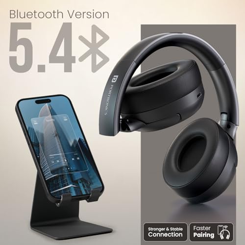 Image of Portronics Muffs M8 ANC Wireless Over Ear Headphones with Upto 50 Hours Playtime, Foldable Design, Powerful Bass, 40mm Dynamic Driver, HD Mic, Low Latency,BT 5.4v, Type C Fast Charging (Black)