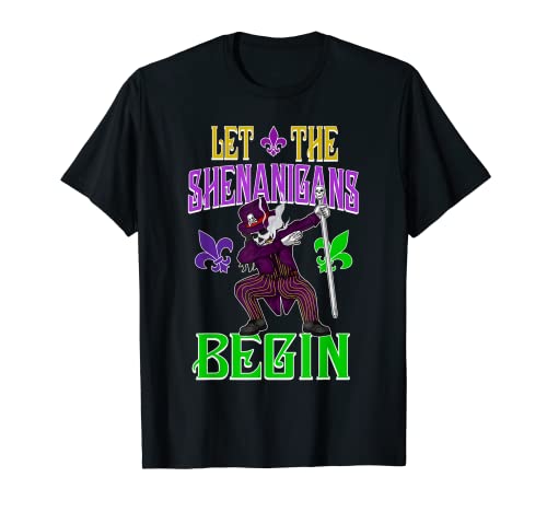 Mens Let The Shenanigans Begin Mardi Gras Dabbing Voodoo King T-Shirt