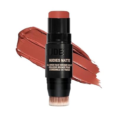 Nudestix Nudies Bronze All Over Matte Bronzing Stick 3-in-1 Cream Bronzer للخدود والعينين والشفتين مع فرشاة مدمجة | محيط طبيعي وتوهج قبل الشمس