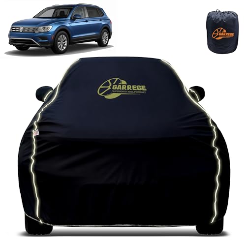 Image of Reflector Waterproof Car Cover for Volkswagen Taigun with Mirror & Antenna Pocket | All Weather Protection | Washable Fabric | Black Color