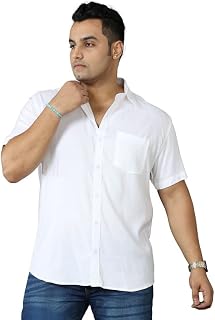 GUNIAA Bright White Solid Half Sleeve Shirt Men's Plus Size. Price In India