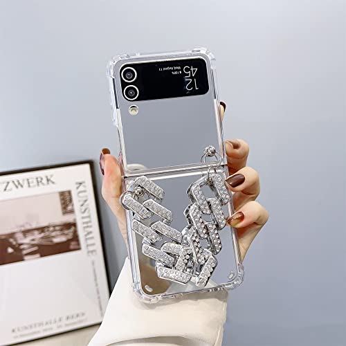 Coque Samsung Galaxy Z Flip 4 Paillettes Diamant Strass Bracelet Chaîne Miroir Antichoc