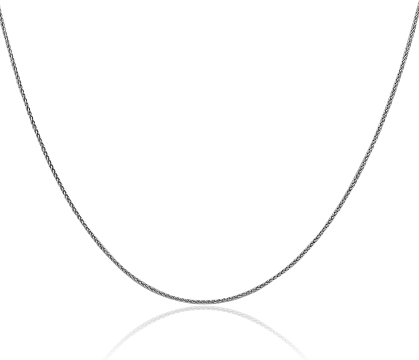 IceCarats 18K Solid White Gold 1mm Dainty Spiga Wheat Chain Necklace Diamond Cut