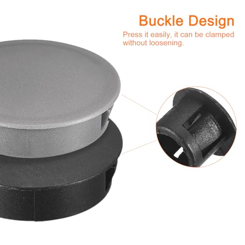 Image of uxcell 50mm /1.97 inch Plastic Hole Plugs, 6Pcs Flush Type Panel Round Snap in Fastener Knockout Locking Plugs for Furniture Insert End Caps Panels, Black